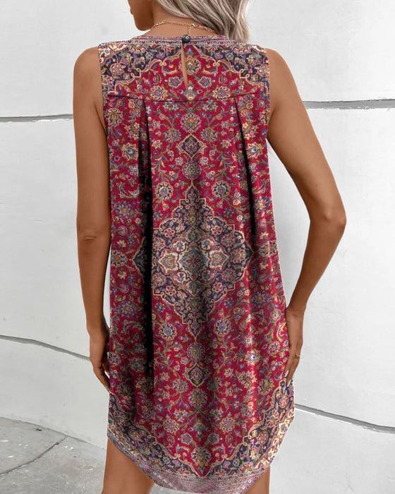Tanktop kjole i boho-stil og geometrisk print