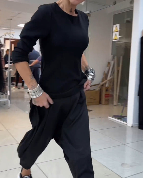 Mellemlang sweatshirt med rund hals