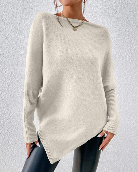 Ensfarvet off-shoulder sweater