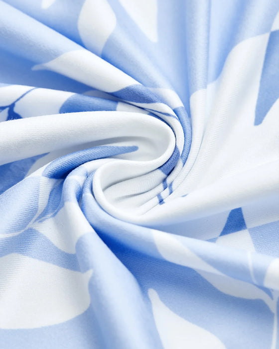 Kortærmet sommerkjole med bladprint