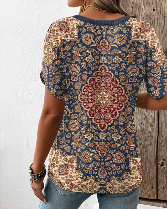 Kortærmet top i vintage stil