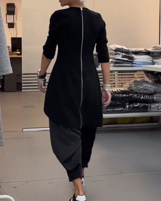 Mellemlang sweatshirt med rund hals