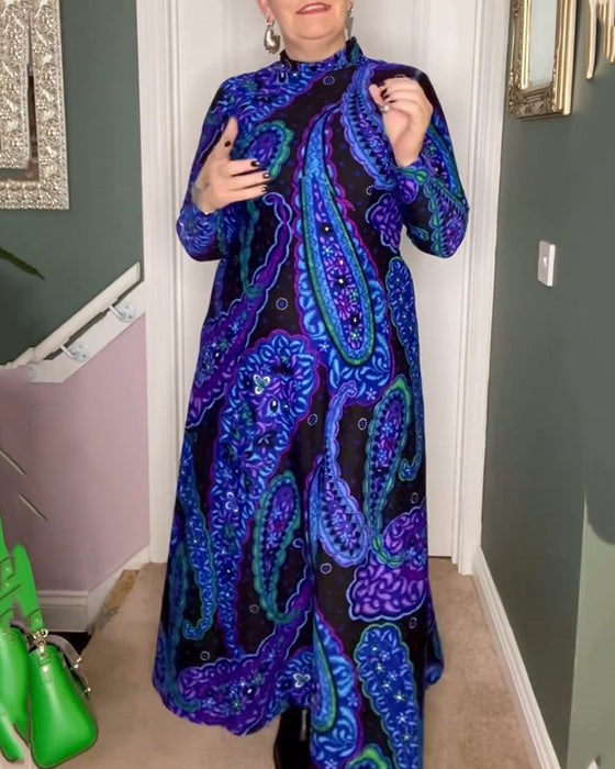 Elegant kjole med Paisley-print