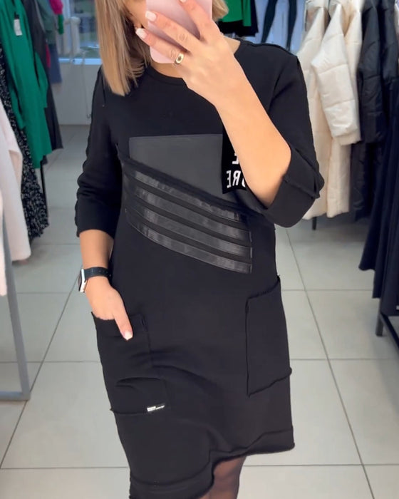 Shift kjole med print og sidelomme