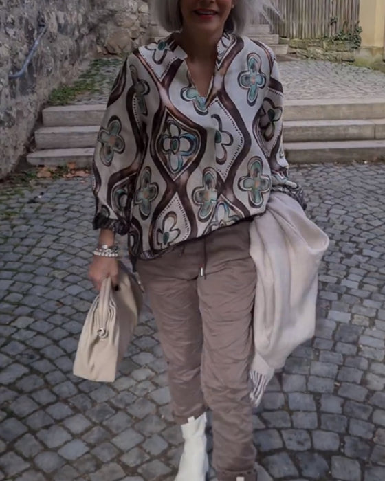 Langærmet bluse i retrostil