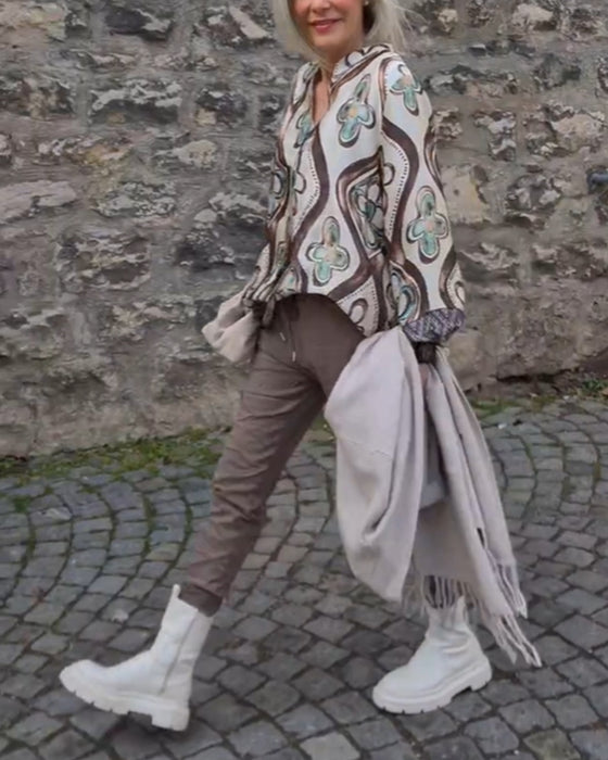 Langærmet bluse i retrostil