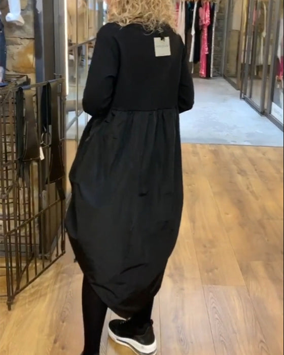 Afslappet patchwork kjole med snøre