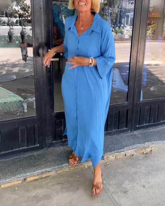 Oversize skjortekjole med slids