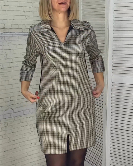 Kjole med skjortekrave og lange ærmer