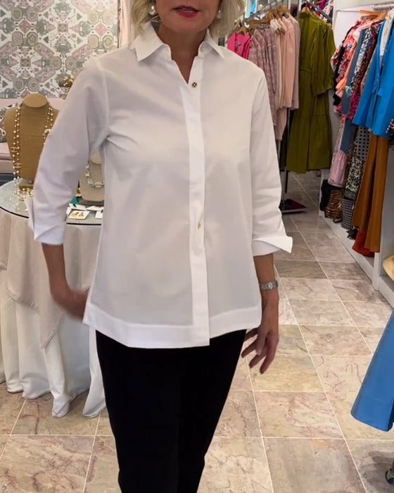 Ensfarvet skjorte med lynlås