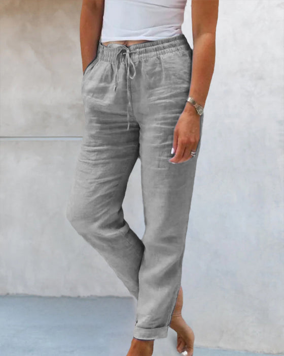 Casual Straight Leg Pant med ensfarvet