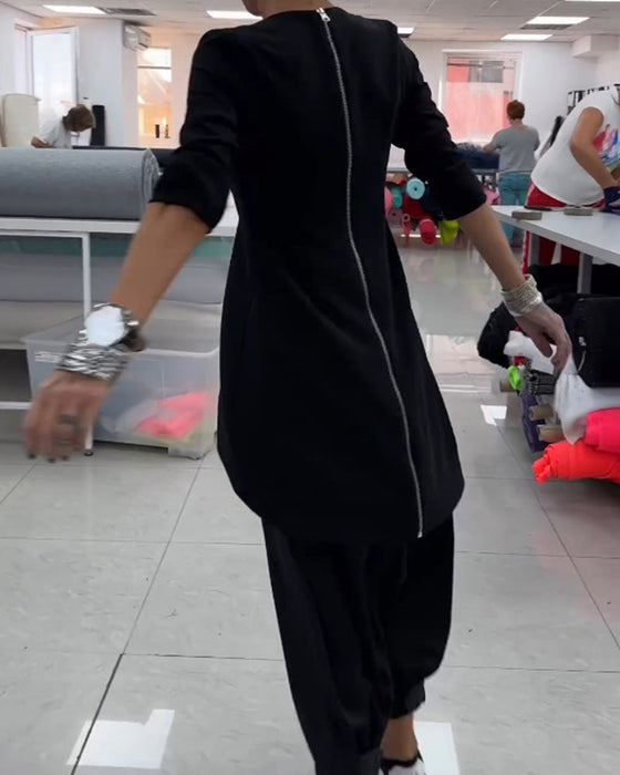 Mellemlang sweatshirt med rund hals