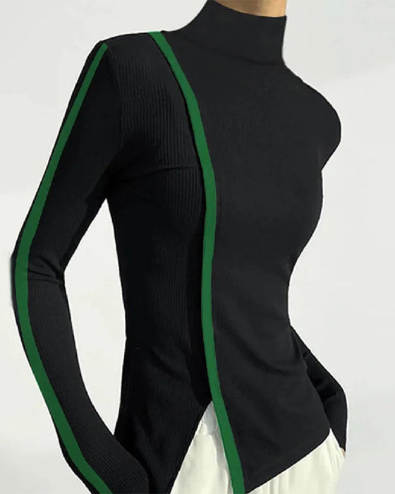 Turtleneck med grøn stribe