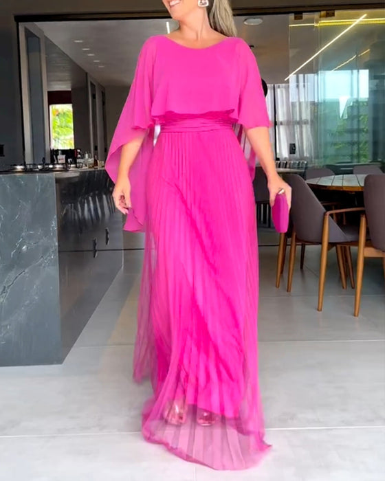 Pink maxikjole i flere lag