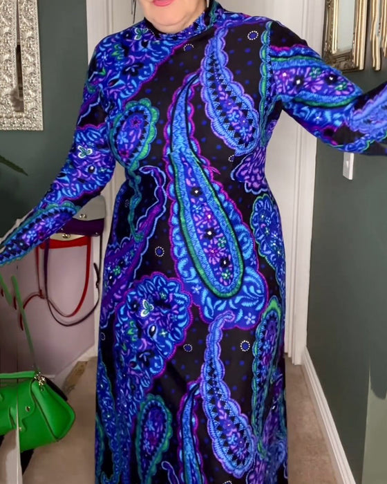 Elegant kjole med Paisley-print