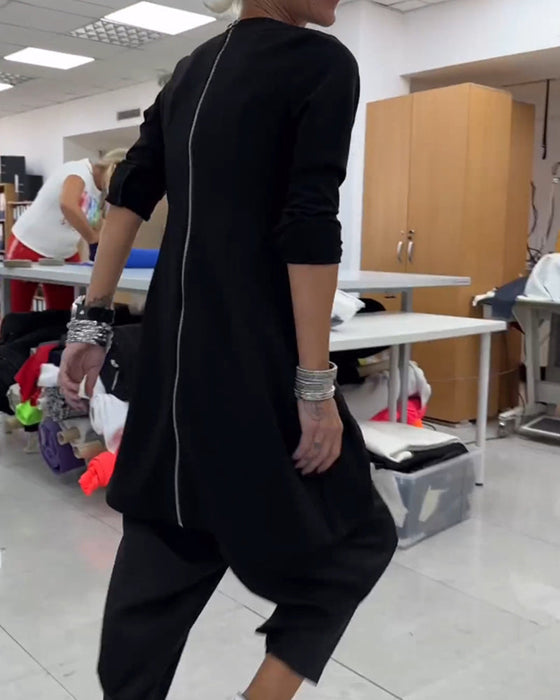 Mellemlang sweatshirt med rund hals