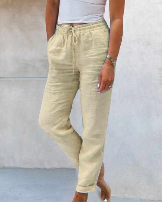 Casual Straight Leg Pant med ensfarvet