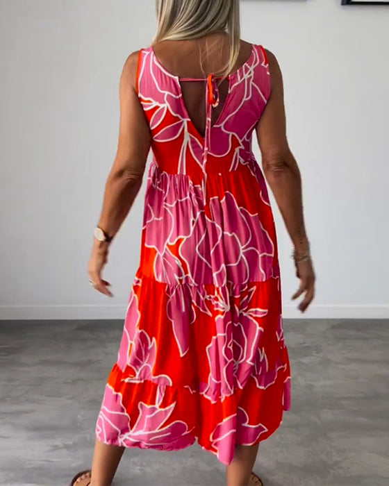 Kjole med patchworktryk til kvinder