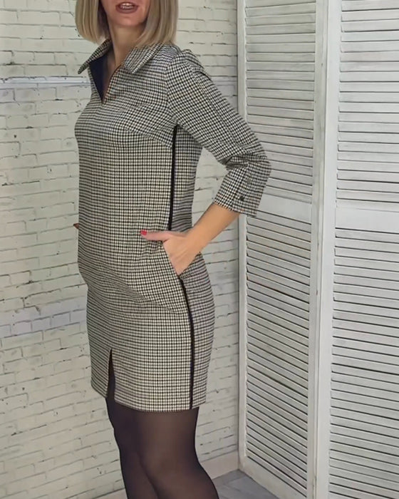 Kjole med skjortekrave og lange ærmer