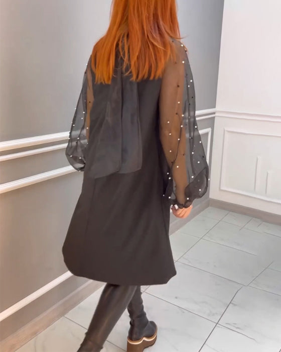 Kjole i løs pasform med mesh ærmer