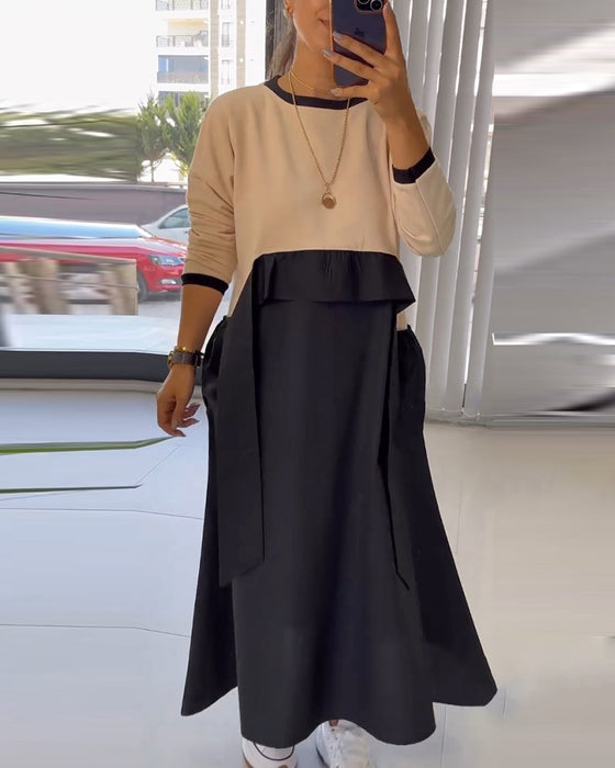 Afslappet kjole med patchworklommer