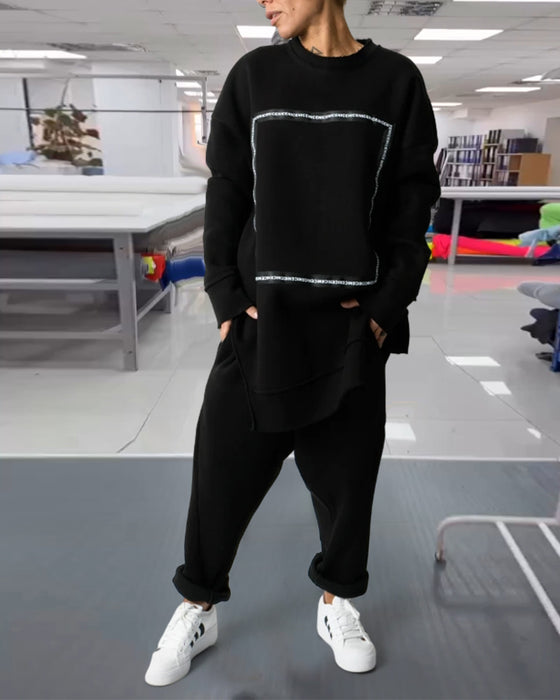 Afslappet og stilfuldt 2-delt sæt | Sweatshirt og joggingbukser