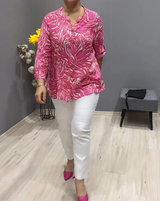 Langærmet skjorte med print