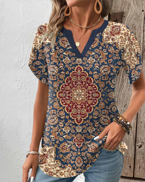 Kortærmet top i vintage stil