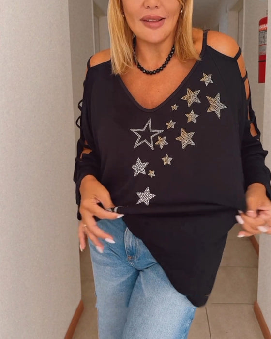 Off-shoulder top med stjerner