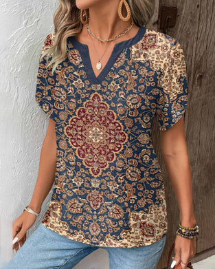 Kortærmet top i vintage stil