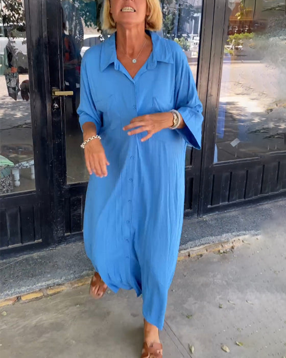 Oversize skjortekjole med slids