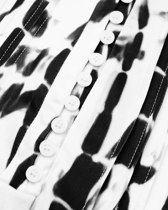 Kjole med v-udskæring og print