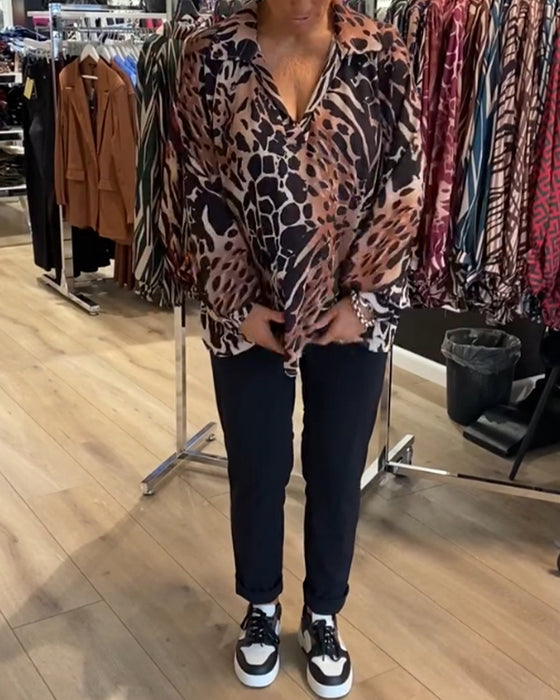 Løs top med leopardprint