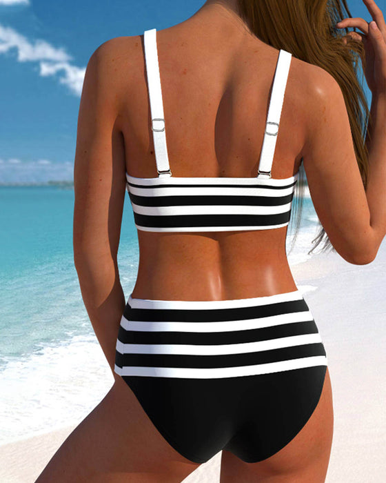 Bikinier med høy midje stripe