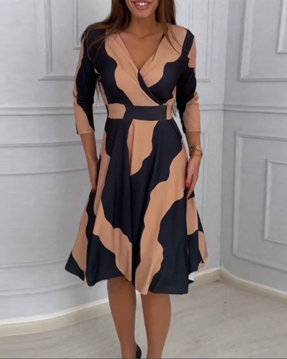 Vintage A-linje kjole med print