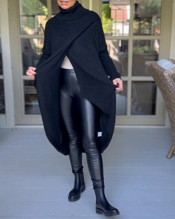 Lang pullover med høj hals