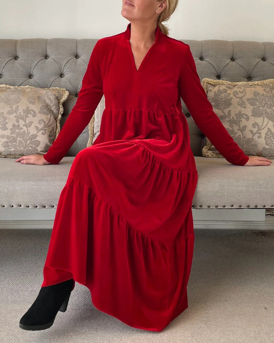 Kjole med V-udskæring og paneler