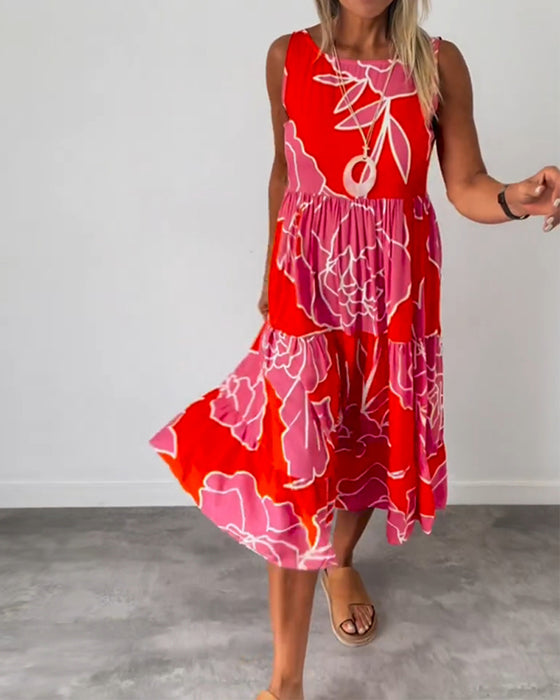 Kjole med patchworktryk til kvinder