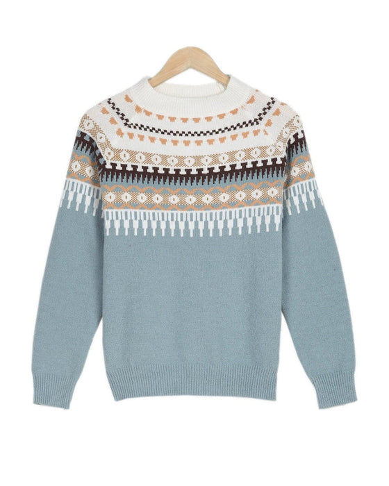 Langærmet sweater med trykt trøje