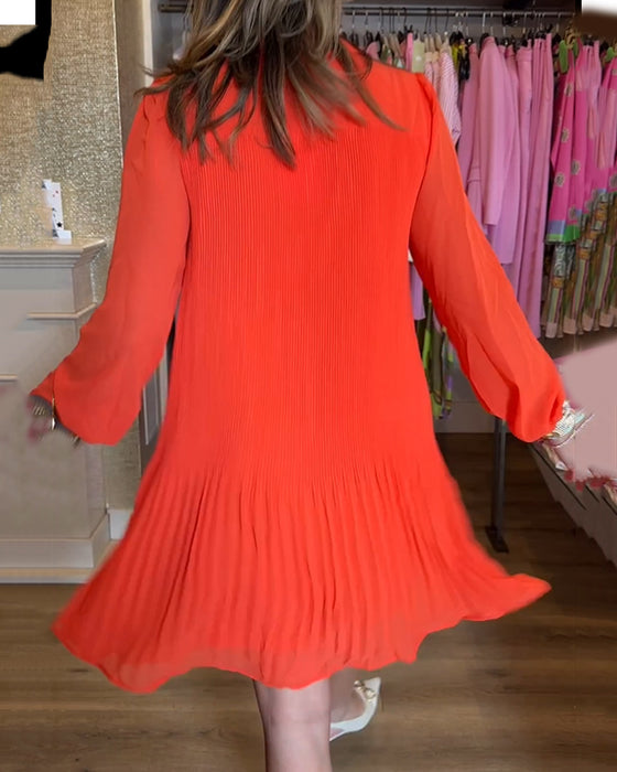 Kvinders solid patchwork plisseret kjole