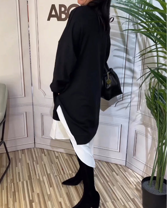 Rund hals patchwork kjole