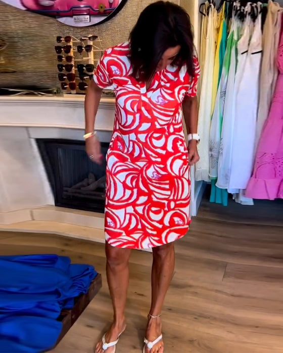 Casual kortærmet kjole med print