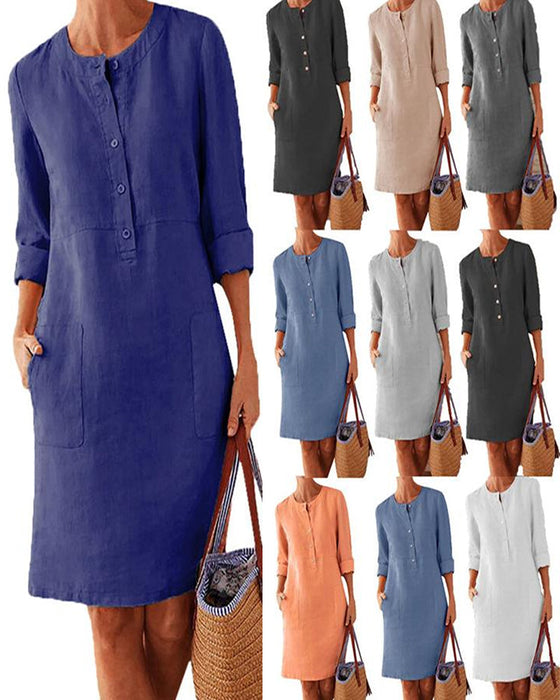 Elegant ensfarvet kjole