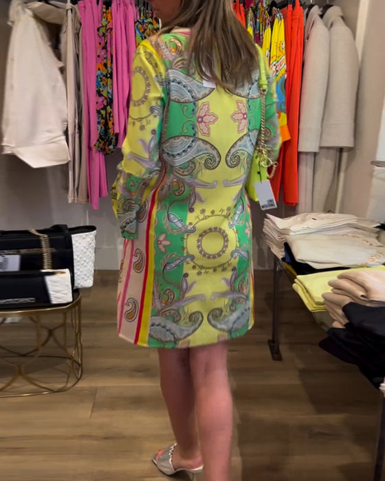 Farveblokmønstret kjole med V-udskæring