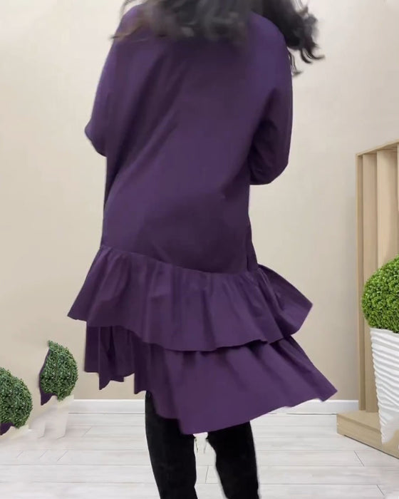 Knælang kjole med flæser