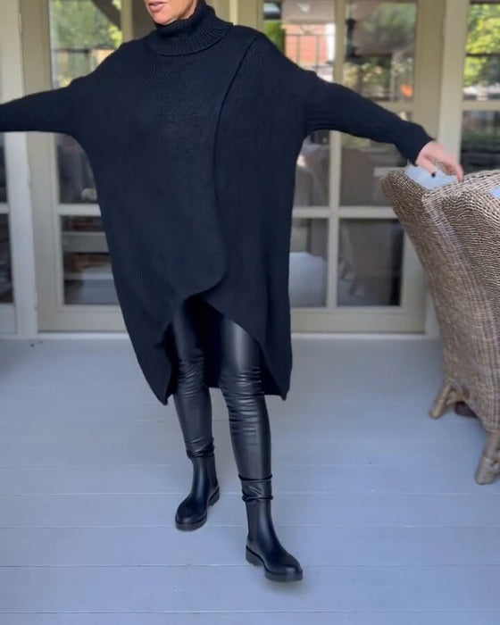 Lang pullover med høj hals