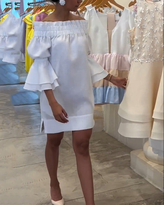 Off.shoulder kjole med vide ærmer