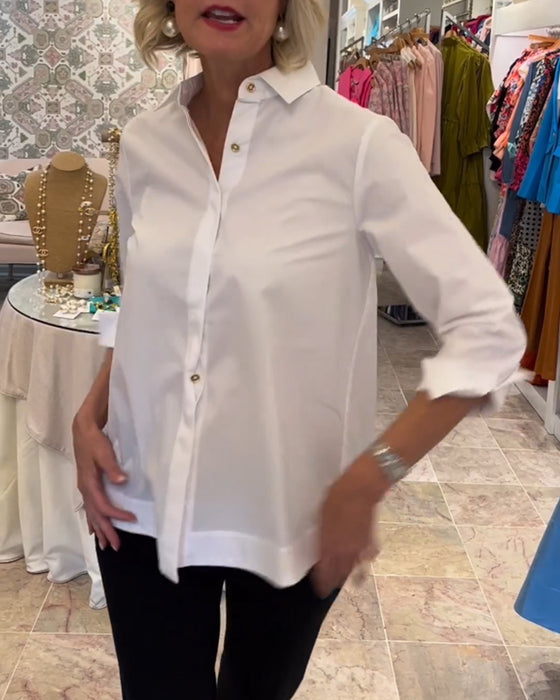 Ensfarvet skjorte med lynlås