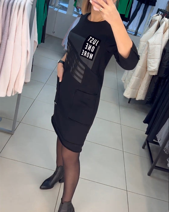 Shift kjole med print og sidelomme