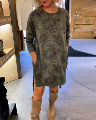 Kjole i løs pasform med print